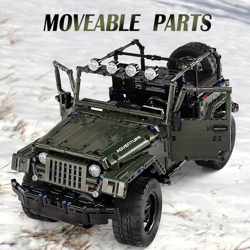 Mould King 13124 MOC 5140 Jeeps Wranglers Adventurer Technic Car Blocks Toys 
