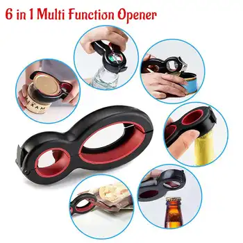 

6 in 1 Multi Function Can Beer Bottle Opener All in One Jar Gripper Twist Off Jar Wine Opener Claw For Home Kitchen
