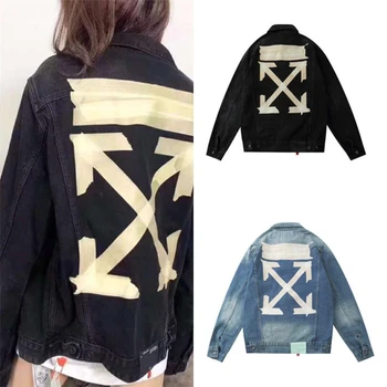 

Authentic imported 20SS high quality hip-hop new jacket men and women couples gold belt arrow washed denim jacket