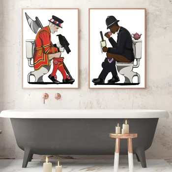 

Funny Famous Figure Poster Toilet Wall Art Canvas Painting Nordic Posters and Prints Wall Pictures for Living Room Decor