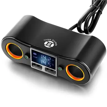 

12V 24V Car Charger 80W Dual USB Car Cigarette Lighter Adapter 2 Socket Splitter Independent Switch Power Adapter For Smartphone