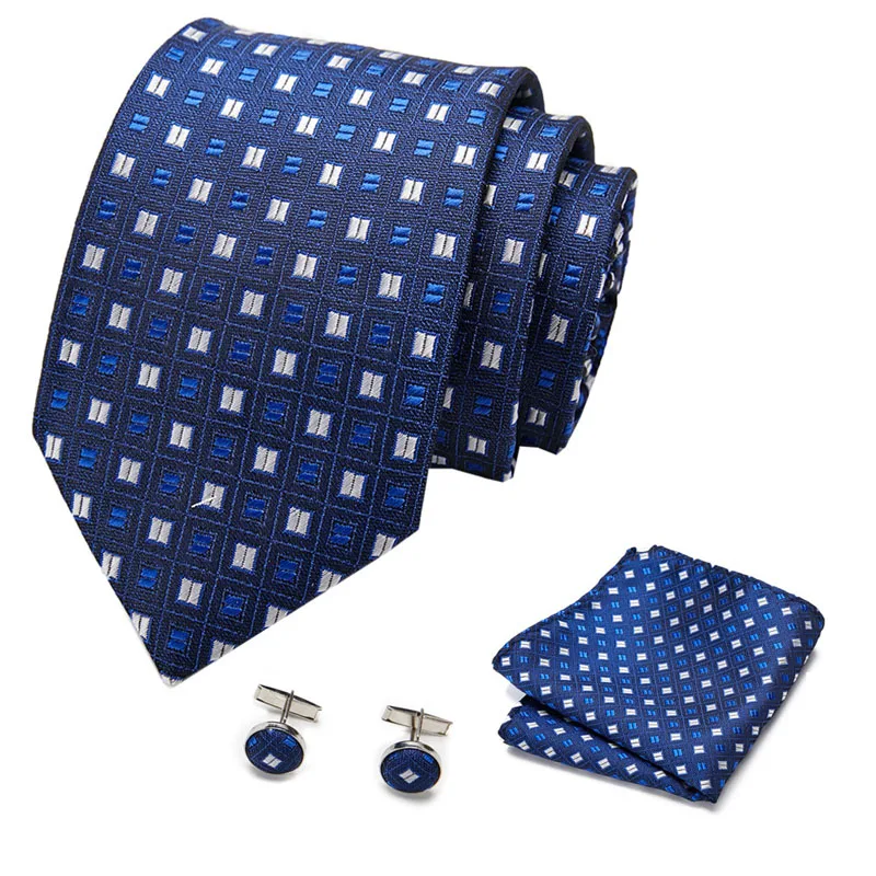 

Top Quality Tie Set for Men Blue Floral Tie and Handkerchief Silver Necktie Man Corbatas Hombre Pocket Square Wedding Necktie