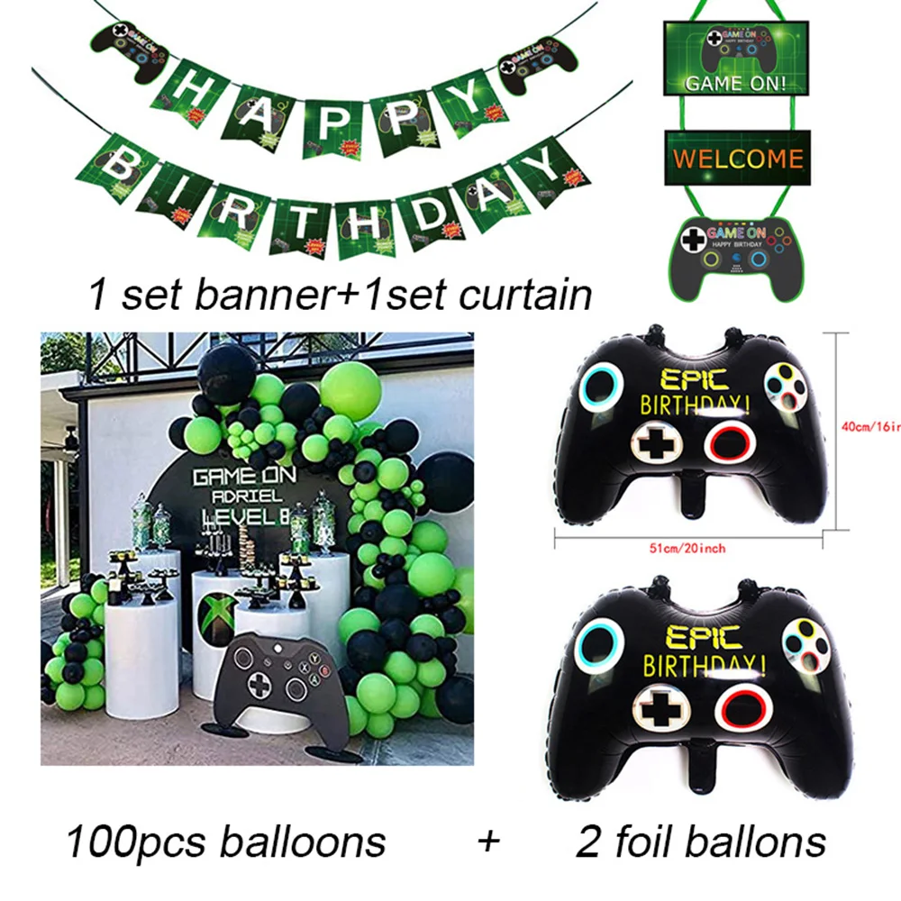 34 peças Balões de Minecraft Kit 12 Balões coloridos de látex com  bandeiras e placas de bolo crianças Pixel Jogos Decorações temáticas de  festa de aniversário