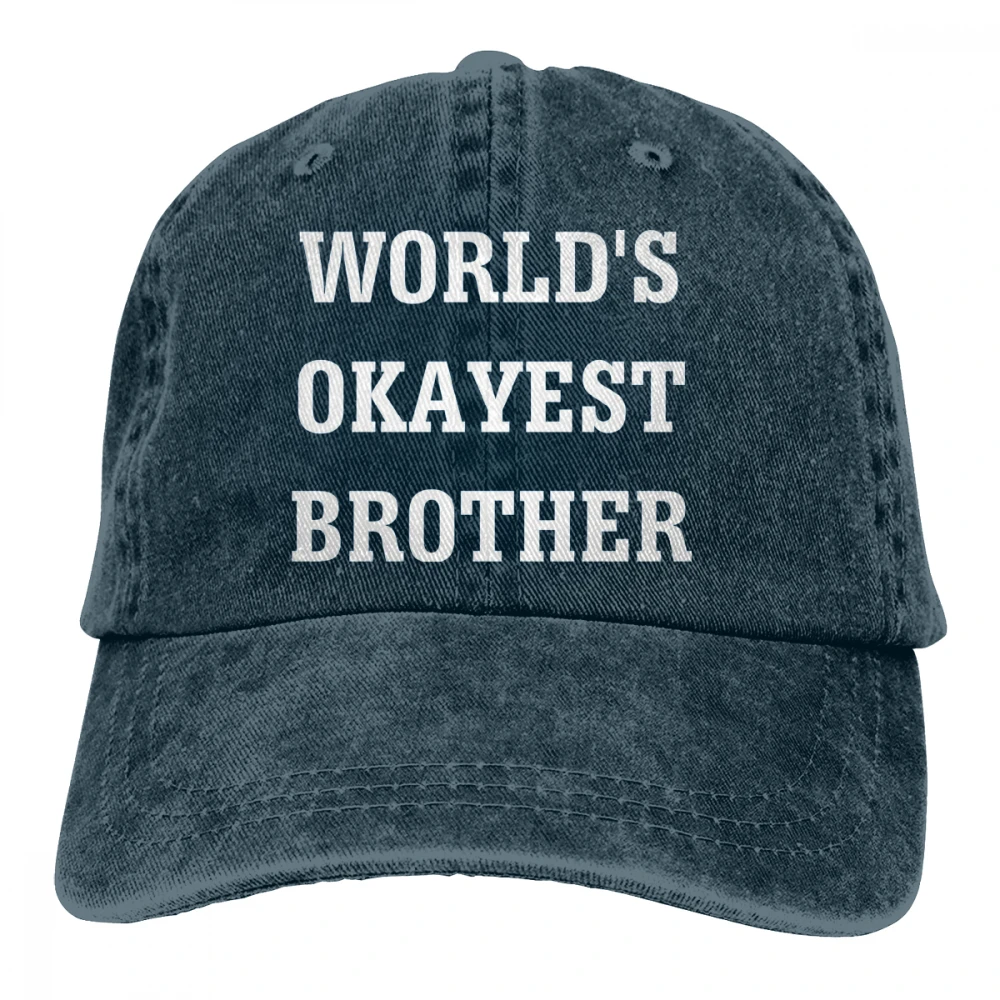 World's Okayest Brother Casquette черные унисекс Мужские Женские джинсовые бейсболка с ремешком кепки Регулируемая шляпа для гольфа папа
