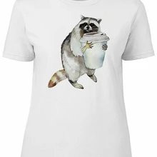 Енот с кофе кружка женская футболка изображение Shutterst Мужская