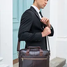 Westal maleta mensageiro bolsa de couro genuíno dos homens 14 14 briefbolsa para computador portátil maletas de negócios do escritório tote para o documento 8572