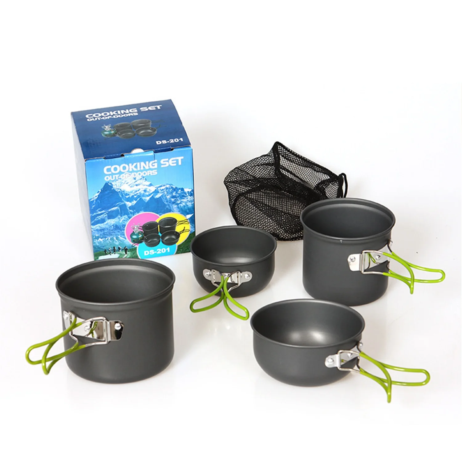 

Outdoor Picnic Tableware Cooking Set Portable Camping Picnic Aluminum Pot Set 2-3 People Outdoor Coying Utensils 4PCS