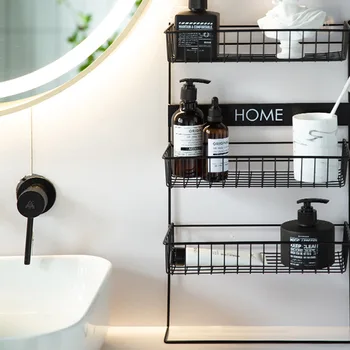 

Creative Iron Home Shelf Bathroom Countertop Storage Free Punch Toilet Storage Rack