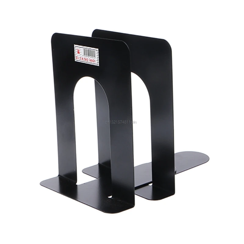 Черный Simple Style Metal Bookends Iron Support Holder Nonskid Desk Stands For Books - Цвет: Черный
