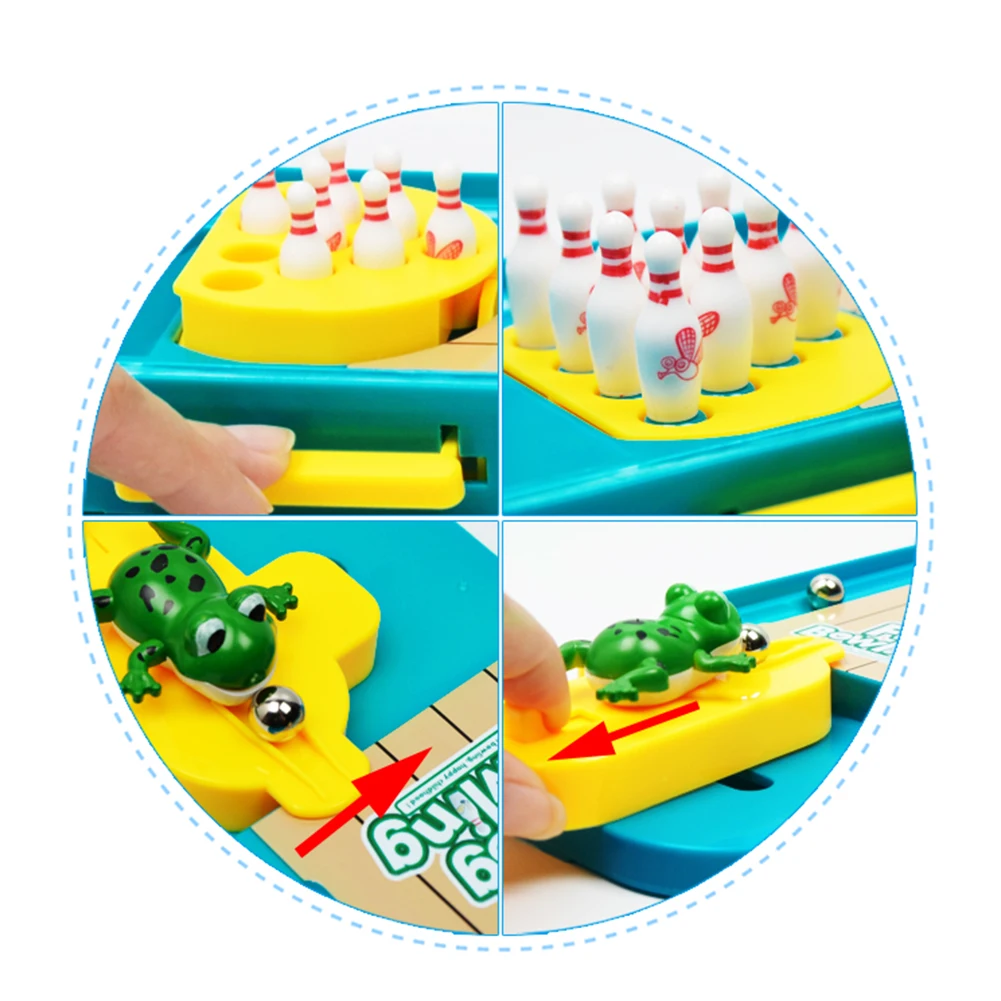 Cartoon Mini Bowling Set Frog Bowls Children Toy Shooting Puzzle Interactive Game Sports Party Entertainment Mini Table Game