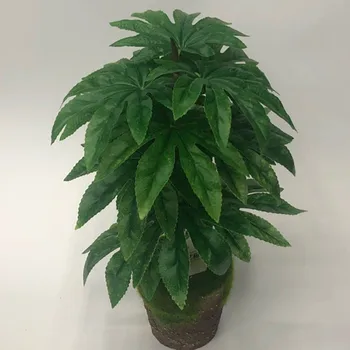 

46cm12 Leaf Artificial Rare Plants Green Banyan Tree Branch Indoor And Outdoor Plastic Palm Tree Potted Hotel Balcony Home Decor