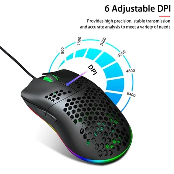 

J900 USB Wired Gaming Mouse RGB Gaming Mouse with Six Adjustable DPI Ergonomic Design for Desktop Laptop for Gamer Gaming