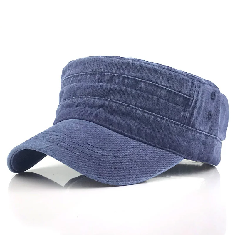 Синий Лидер продаж, винтажная Мужская кепка с плоским верхом, s и Hat, регулируемая облегающая более толстая крышка, зимние теплые шапки в стиле милитари для мужчин - Цвет: Синий