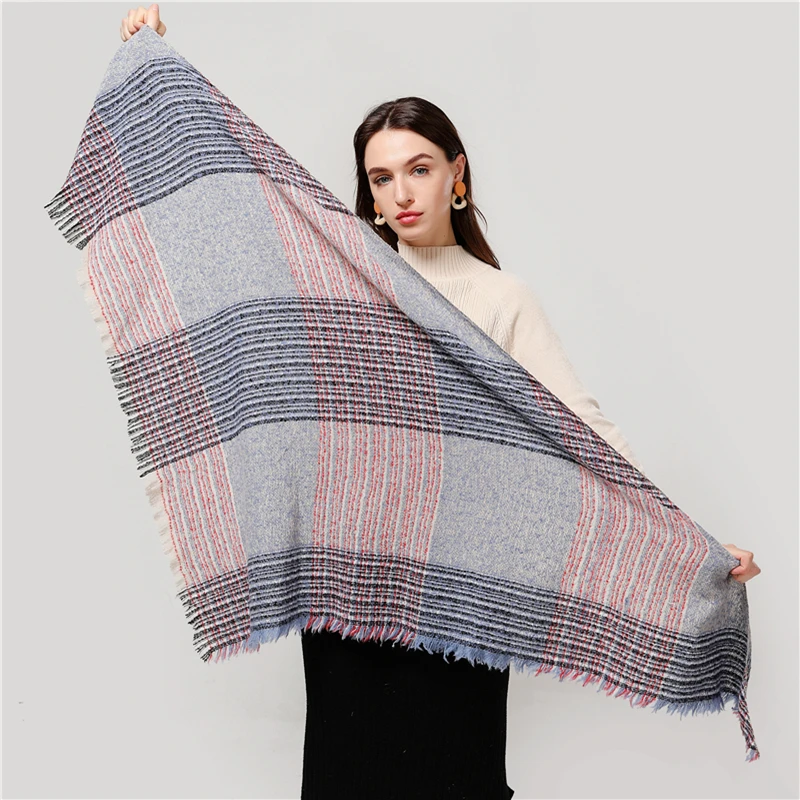Брендовый дизайнерский Женский кашемировый шарф, треугольные зимние шарфы, женские шали и палантины, вязаное одеяло, шейный платок в полоску, новинка