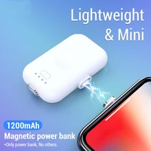 Магнитный внешний аккумулятор для iPhone Micro usb type C 1200 мАч, мини-магнитный внешний аккумулятор для iPhone iPad Xiaomi huawei Phone