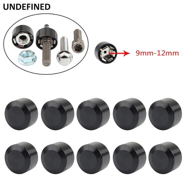 10pcs Head Bolt Cover For Harley Twin Cam Dyna Softail Touring FLH Chrome Schrauben Motor Topper Screw Caps Motorcycle Aluminum Black 9-12mm