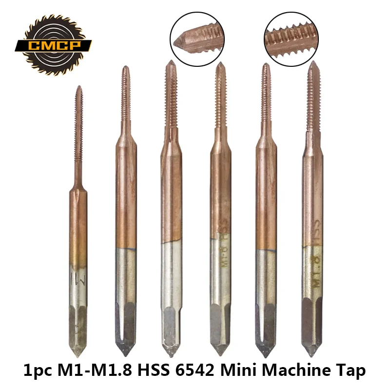 1 шт., метрический резьбовой кран с покрытием TiCN M1 M1.2 M1.4 M1.6 M1.7 M1.8, мини-сверло для крана HSS 6542, машинный кран, прямая флейта, винтовой кран