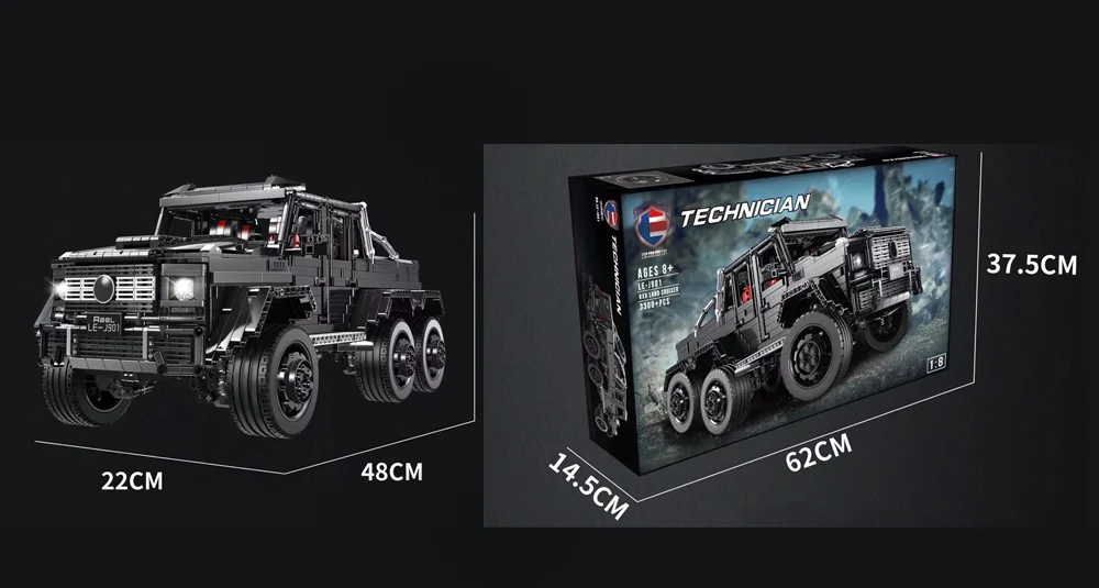 6-Wheels 1:8 три моста 6 амортизатор 3300 шт. внедорожник автомобиль Модель Строительный блок Набор игрушечный автомобиль имитация шин подвеска эффект