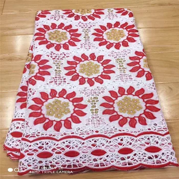 

5 yard Swiss lace fabric 2020 latest heavy beaded embroidery African 100% cotton fabrics Swiss voile lace popular Dubai style 3L