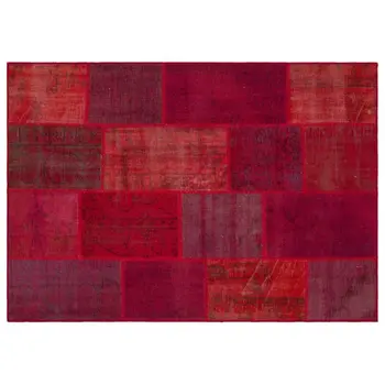 

Handmade Red Vintage Overdyed Patchwork Area Rug 160x230 Cm-5'3''X7'7''