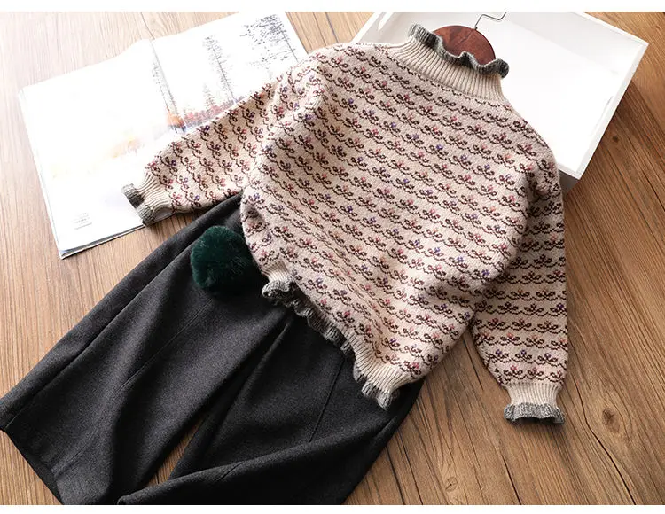 Милый свитер для девочек; Новинка года; сезон осень-зима; корейский Детский свитер из плотного бархата; теплый модный свитер-пуловер