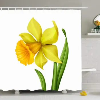 

Shower Curtain Set with Hooks 66x72 Collage Yellow Spring Creative Daffodil Flower Scrapbook Graphic Nature Objects Seasonal