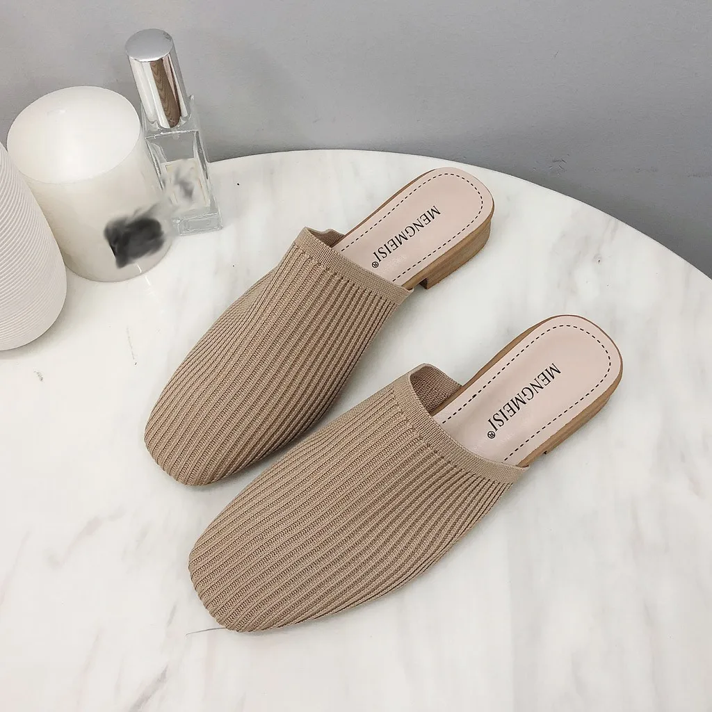 Женские Вьетнамки модные тапки-слиперы низкие летние Baotou полутканые chanclas mujer caquette femme chaussure klapki damskie