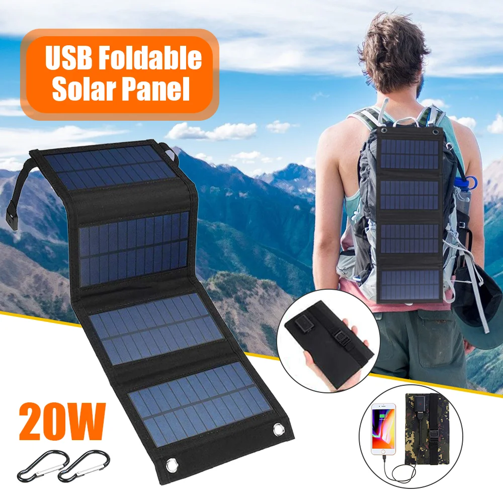 Pannello solare USB pieghevole pannelli solari flessibili da esterno 20W  zaino impermeabile caricabatterie portatili pieghevoli per telefono a  batteria solare - AliExpress