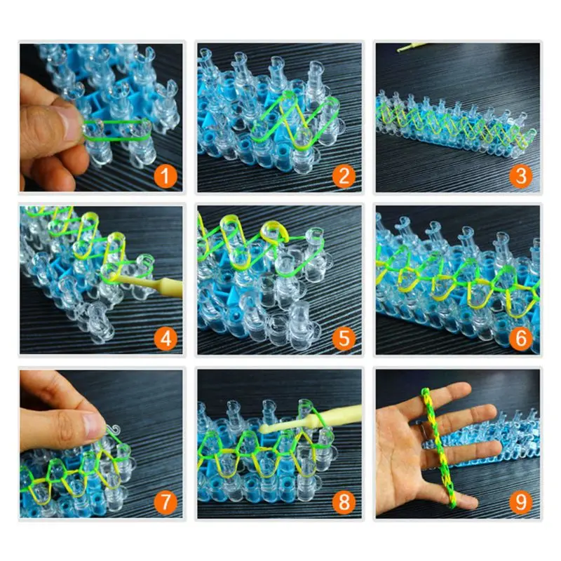 Rainbow Rubber Bands Refill Set Bracelet Necklace Maker Kit Small Crochet Clip Pendant Bead Hook DIY Crafting Weaving Needlework
