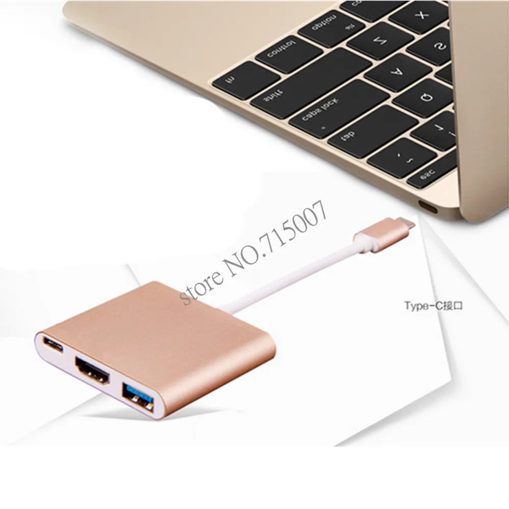 Многофункциональный type-C USB3.1 комбинированный конвертер 3 в 1 USB-C 3,1 к HDMI цифровой AV и USB OTG и зарядное устройство адаптер для 1" Macbook