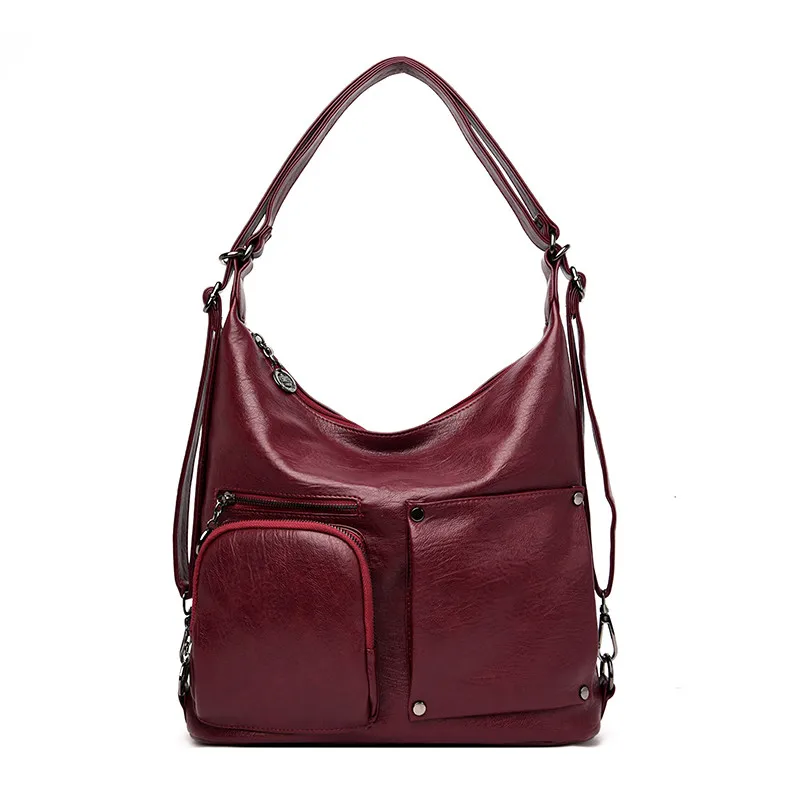 Кожаная сумка Sac A Dos, роскошные сумки, женские сумки, дизайнерские сумки, высокое качество, женские сумки через плечо для женщин - Цвет: Burgundy