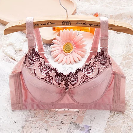 Women's Floral Embroidered Smooth Minimizer Full Coverage Bra Underwire Padded bra 34 36 38 40 42 44 46 48 B C D E F G