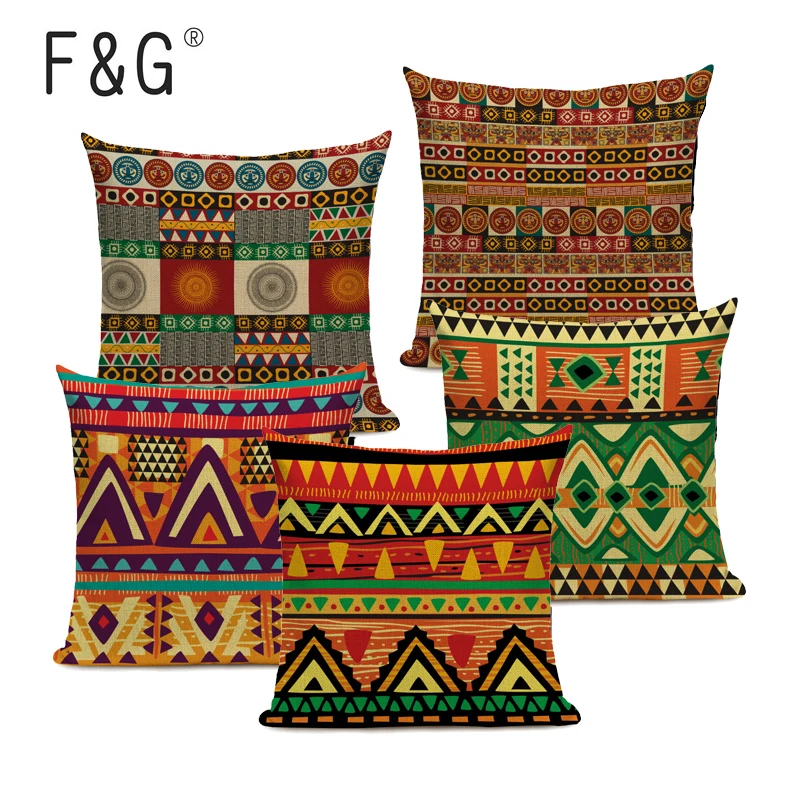 Африканский этнический стиль, наволочка для подушки, красочные геометрические декоративные подушки, льняная подушка для дивана, украшение дома