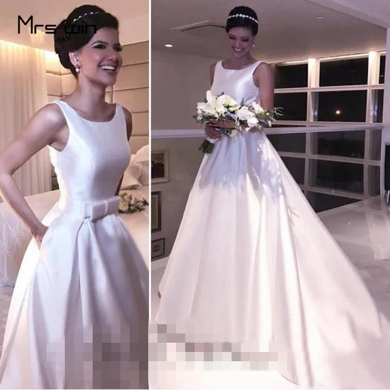 Свадебное платье Mrs win с круглым вырезом красное свадебное без рукавов со шлейфом