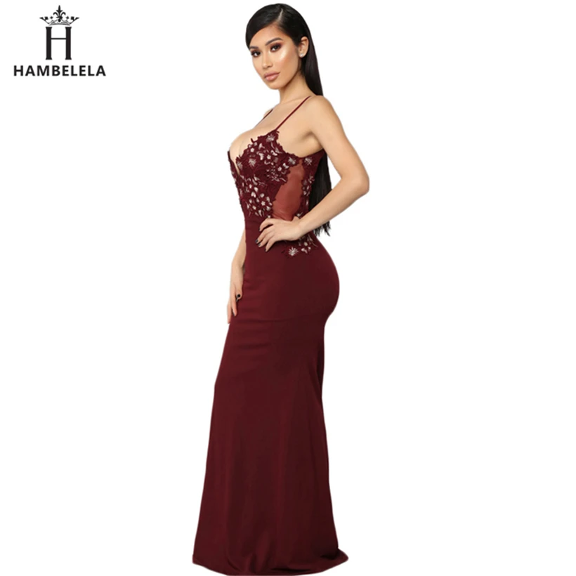 HAMBELELA Long Summer Floral Lace Dress Women Backless Bodycon Sexy Simple Elegant Prom Evening Party Wedding Maxi Dress Gown (1)