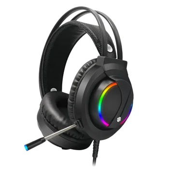 

1 Pc Gaming Headset RGB Light Wired Black USB Surround Sound with Mic Headphone Headset Earpiece Earphone for Gaming