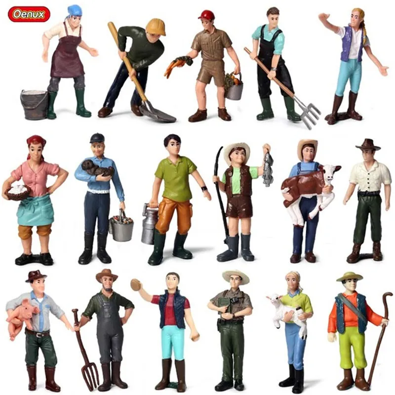 

Children Model Static Farmer Model Toy Farmers Female Peasant Breeder Rancher Plastic Figurine Decoration
