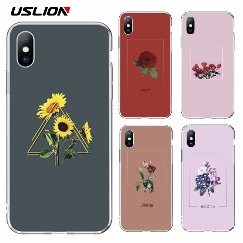 Чехол USLION для телефона iPhone X XS XR Xs Max яркий цвет Цветочный мягкий ТПУ силикон