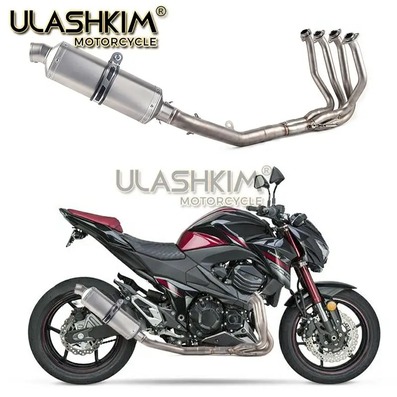 Motorcycle Full System Exhaust Muffler Modified Middle Link Pipe Slip On For kawasaki Z800 2013