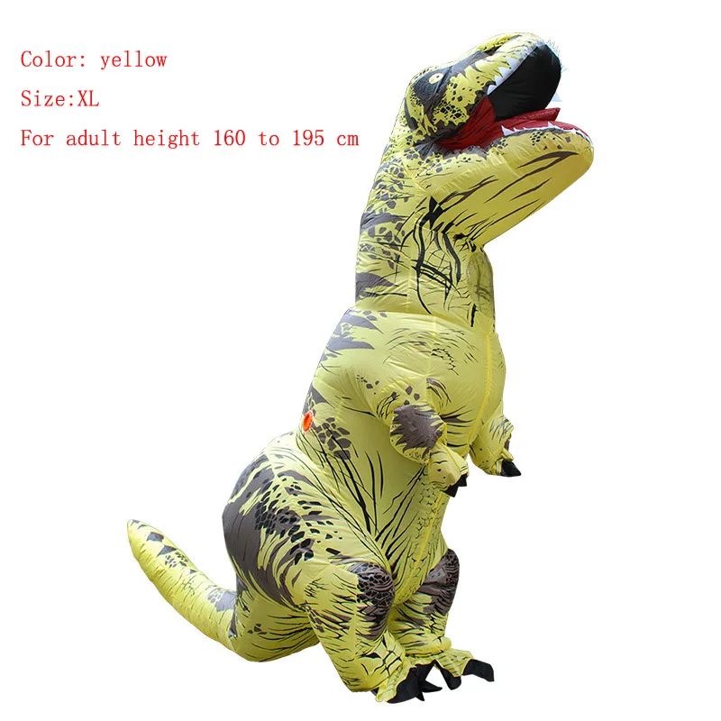 yellow size XL Костюм для взрослых и детей на Хэллоуин, надувной костюм динозавра T REX, комбинезон динозавр, нарядное платье, костюм на Хэллоуин для женщин и мужчин - Цвет: yellow size XL