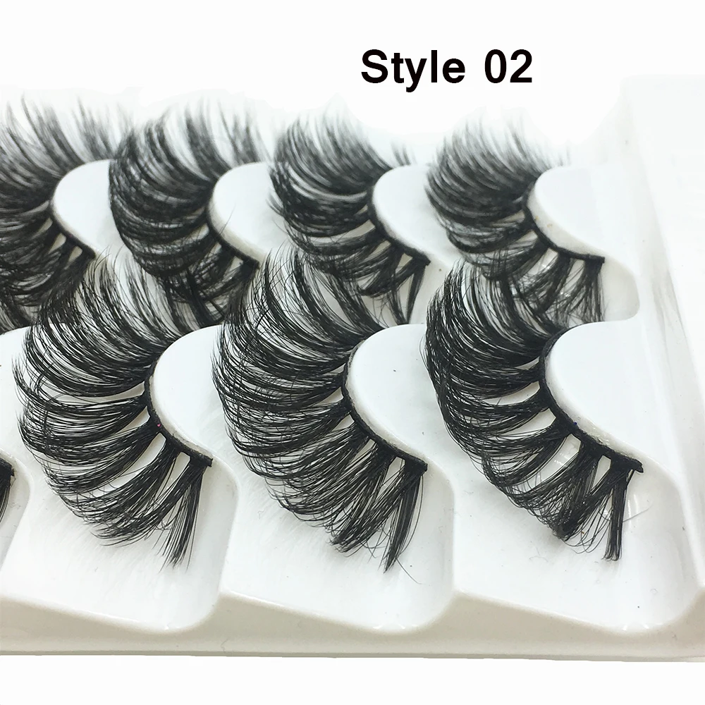 5 Pairs/Set 3D Faux Mink Hair False Eyelashes Fluffy Wispy Natural Long Lashes Handmade Eye Makeup Extension Tools