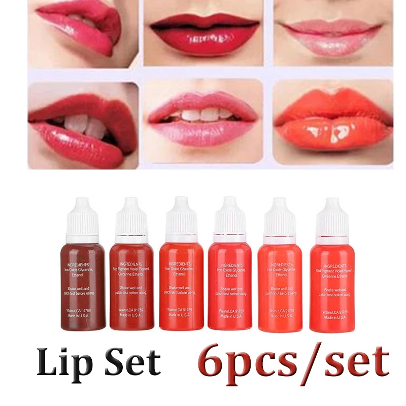 6Pcs/Pack  Eyebrow&eyeliner& lip Permanent Makeup Tattoo ink brand Micro pigment Lasting Long 15ml cosmetics supply chuse micro pigment semi permanent makeup tattoo ink color passed sgs dermatest 10ml