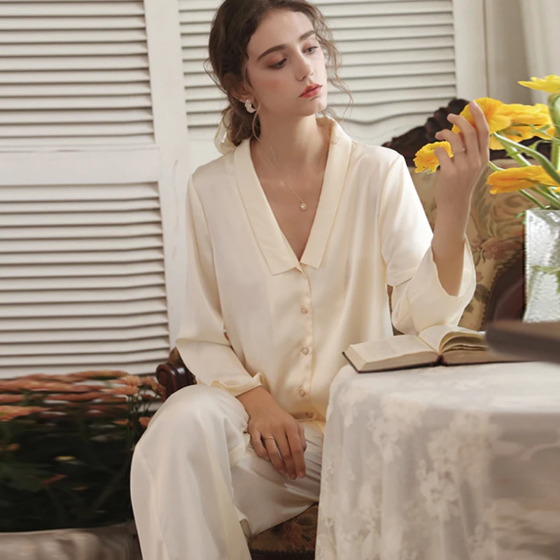 

Весна 2021, атласная пижама, женская пижама, однотонный домашний комплект, женская пижама, свободный Базовый комплект из двух предметов, элегантный комплект для отдыха