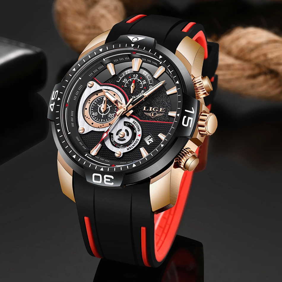 2022 LIGE Men Military Watches Luxury Creative Sport Watch Male Top brand Waterproof Quartz Watches Mens Clock Relogio Masculino