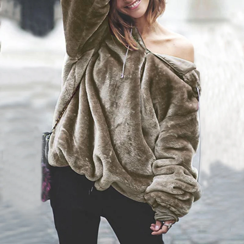Осенняя толстовка с капюшоном Женская негабаритная с длинным рукавом карманы женская уличная верхняя одежда зимние теплые толстовки