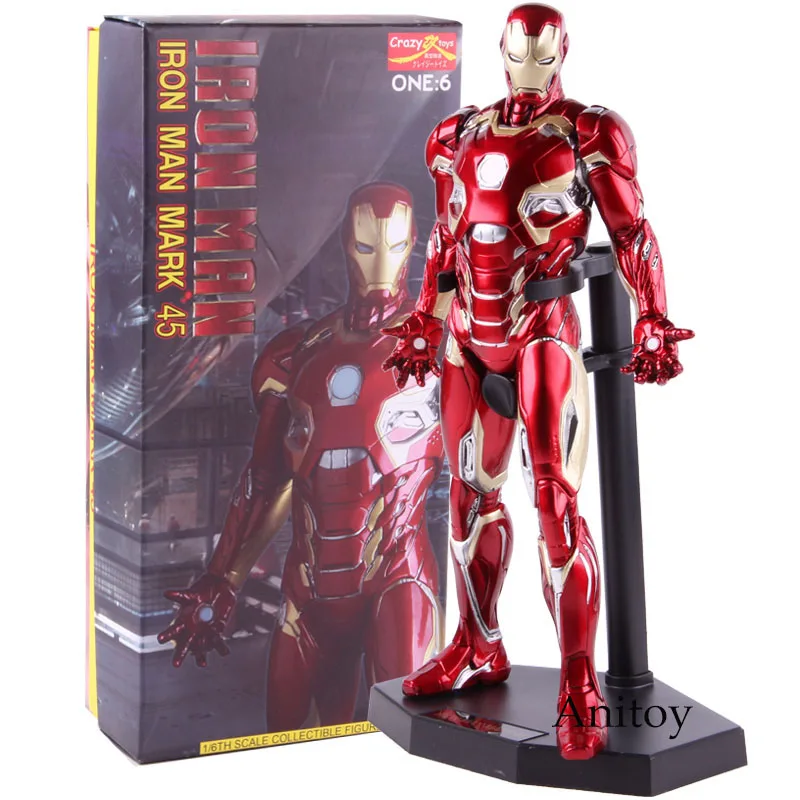 1:6 Сумасшедшие игрушки Marvel Мстители фигурка железного человека Mark XLV Ironman MK45 1/6 масштаб Железный человек фигурка Коллекционная модель игрушки