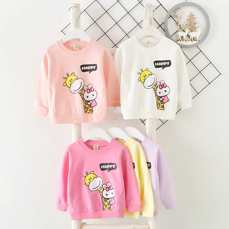 Baby Toddler Kids Girls Boys Audel Cotton Long Sleeve T-Shirt Spring Autumn Character Print O-neck Children Clothes G199