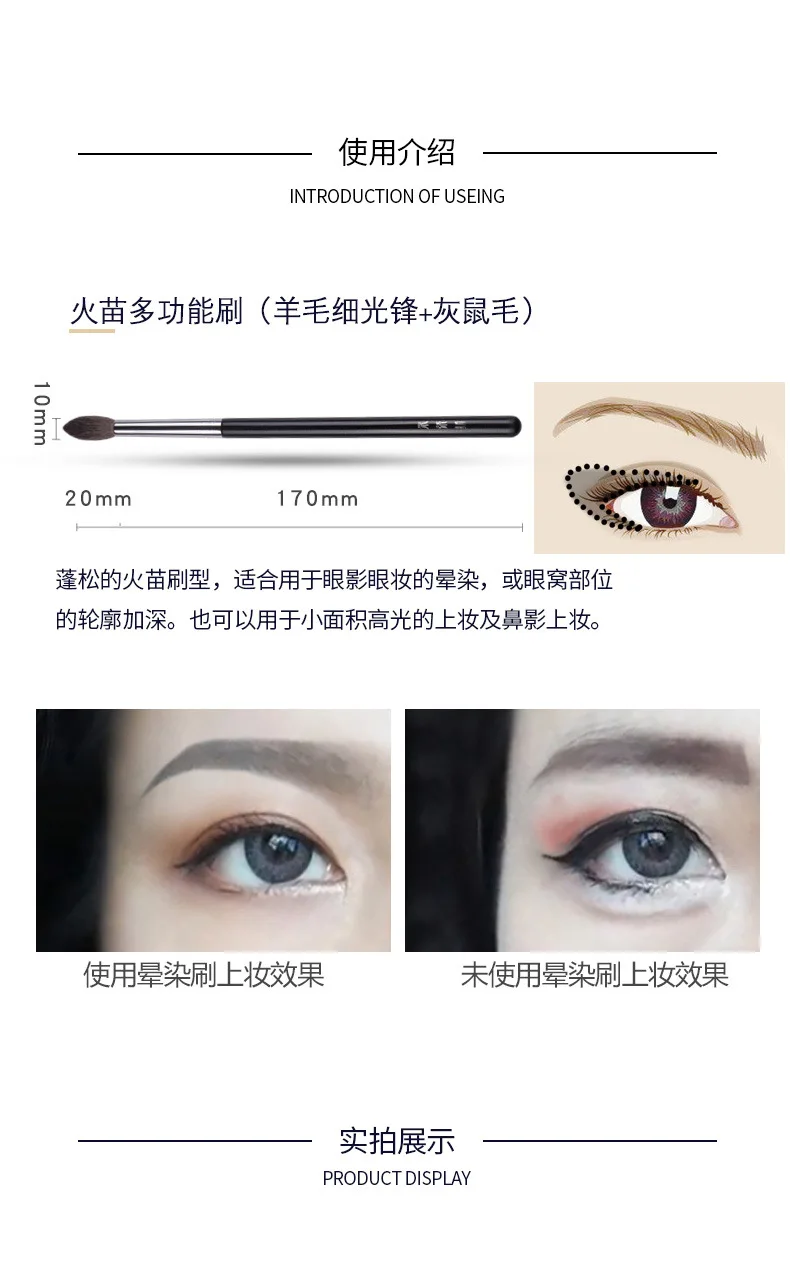 1pc Highlighter Makeup brushes Eyeshadow crease multifunctional Make up brush wood handle cosmetic tool natural squirrel hair