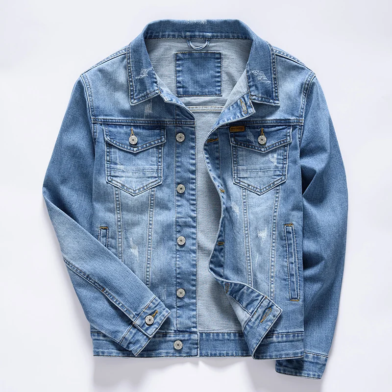 3 Colors Classic Style Men's Vintage Blue Denim Jacket Spring and ...