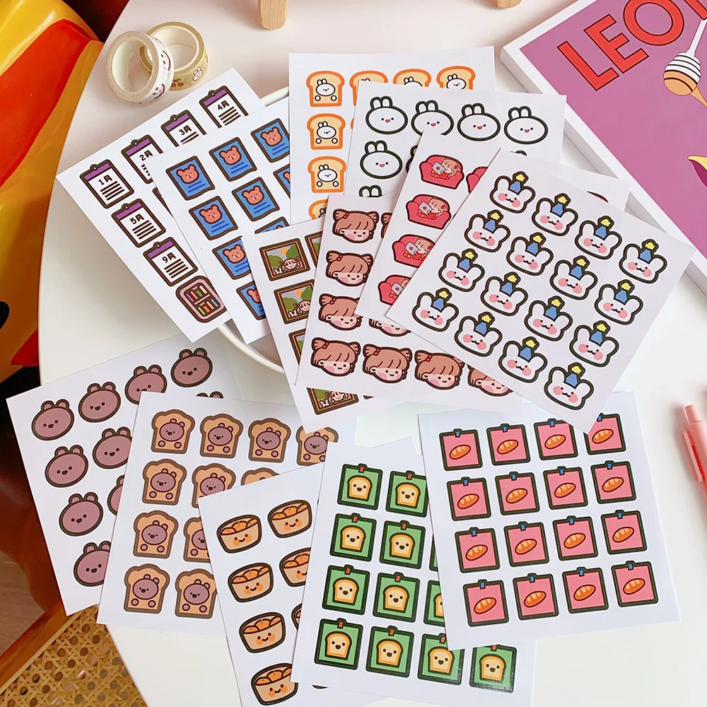 

Ins Cartoon Rabbit Cute Stickers Student Simple Small Pattern Labels Sealing Post It Decorative Stickers Scrapbooking Stationery